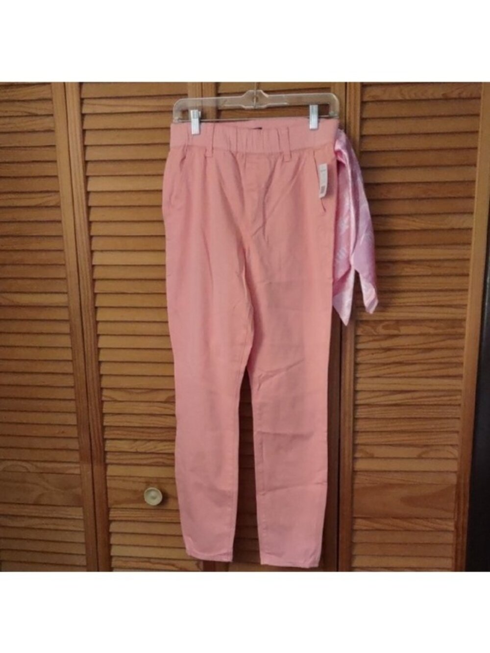 Juicy Couture NWT Wild Peach Elastic Waist Pink Belt Scarf 4 Pocket Pants Size28